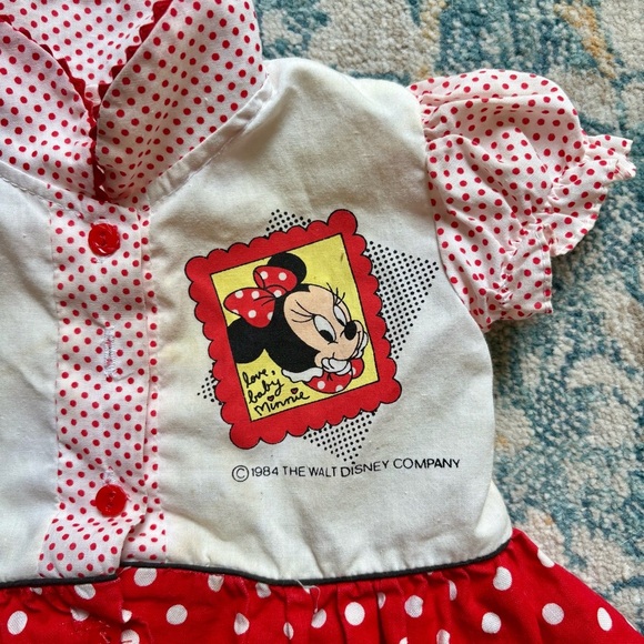 VINTAGE 1984 Disney Babies Minnie Mouse Pin Up Girl Shirt Costume Newborn-6M - Picture 3 of 8